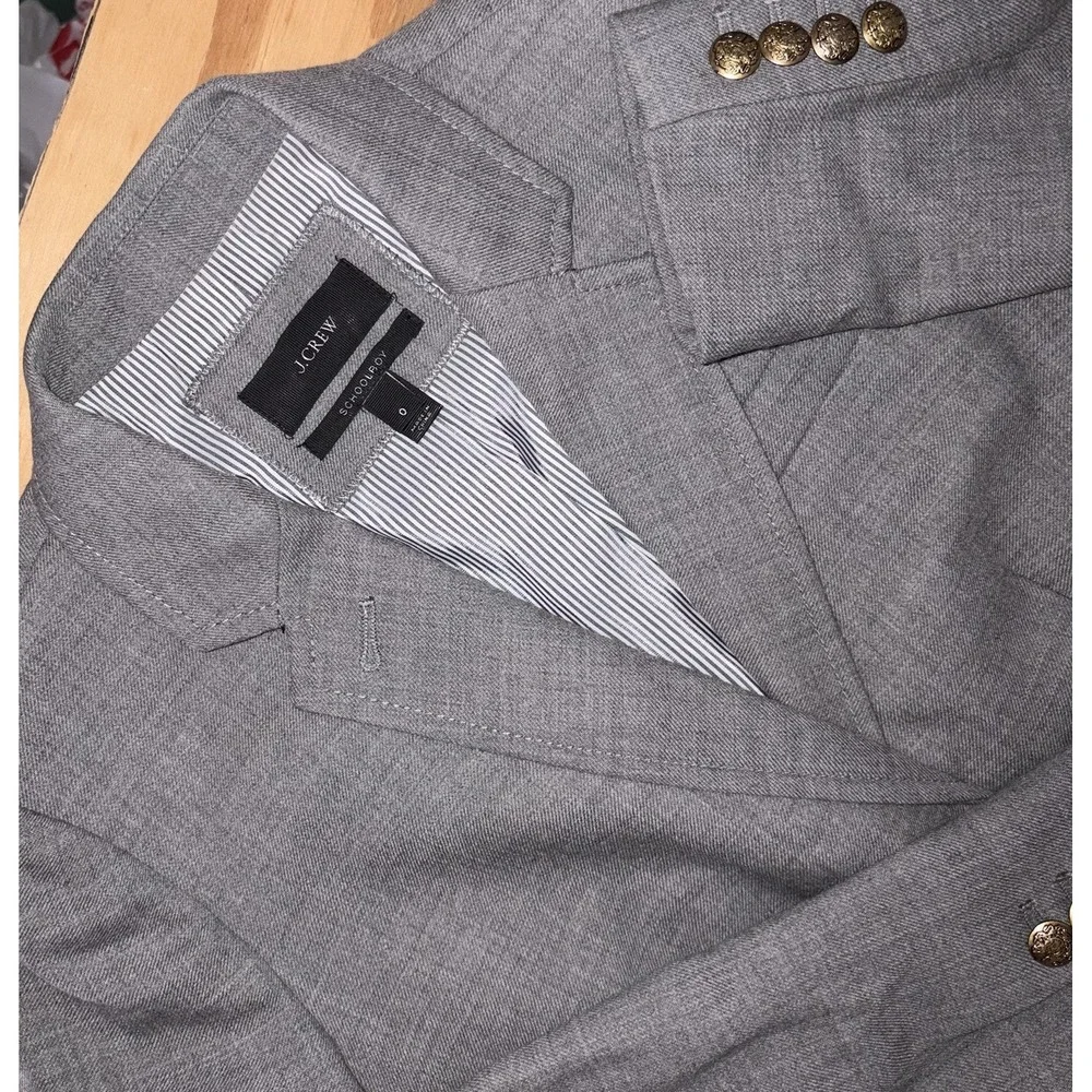 J. CREW Blazer Jacket Schoolboy Gray Wool Preppy Academia‎ 0 Stretch
